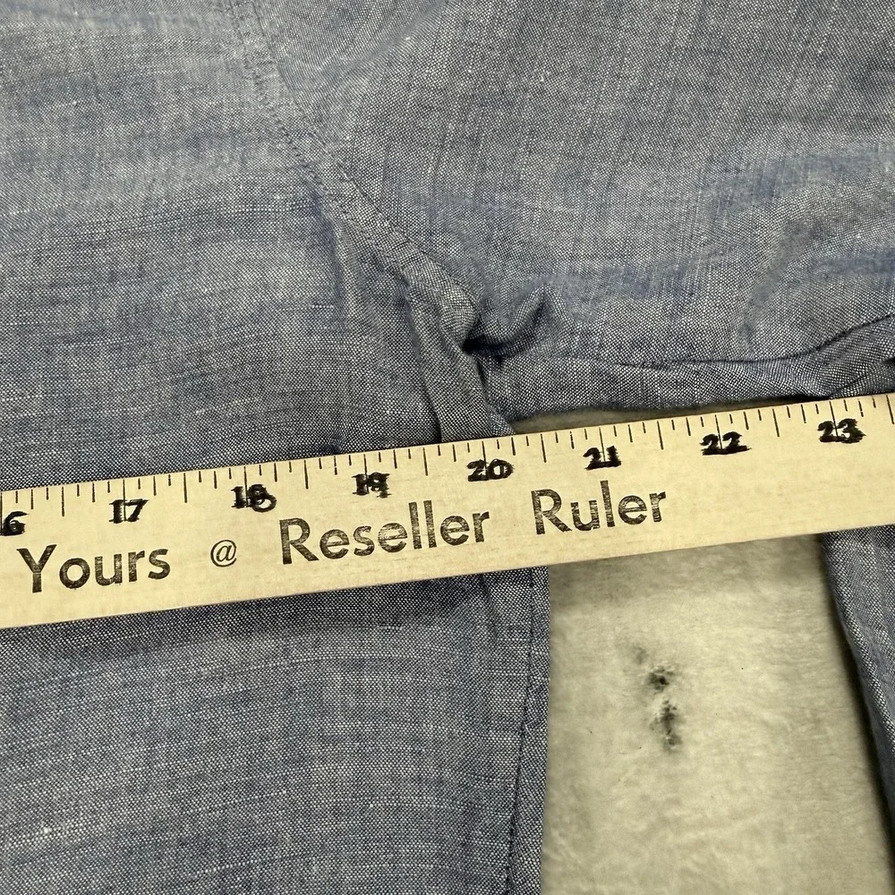 Banana Republic Linen Blend Shirt Mens Large Blue Chambray Soft Wash Button Up